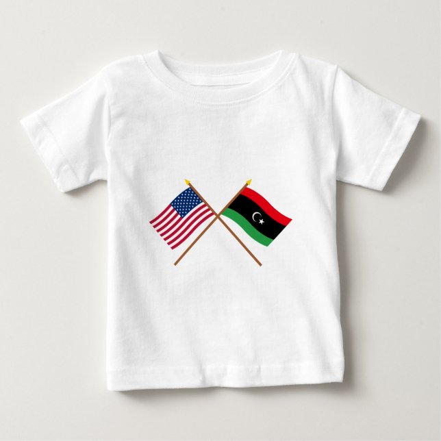 US and Libya Crossed Flags Baby T-Shirt (Front)