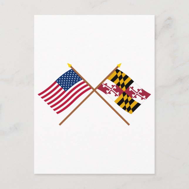 US and Maryland Crossed Flags Postcard (Front)