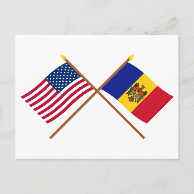 US and Moldova Crossed Flags Postcard (Front)
