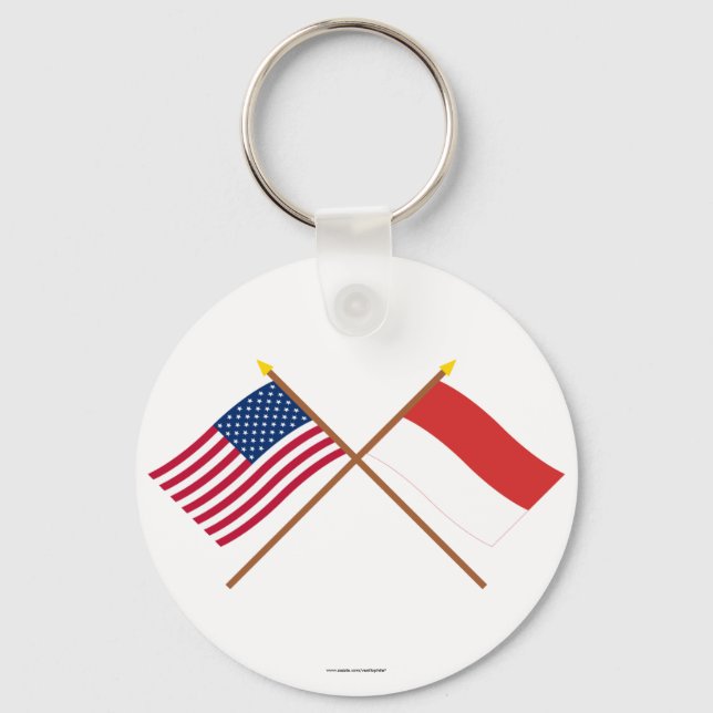 US and Monaco Crossed Flags Key Ring (Front)