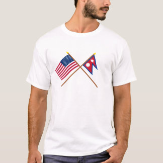 US and Nepal Crossed Flags T-Shirt
