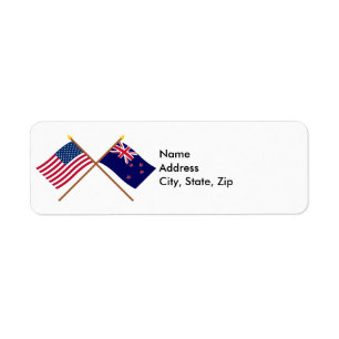 US and New Zealand Crossed Flags