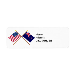 US and New Zealand Crossed Flags
