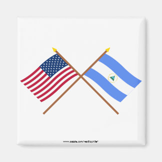 US and Nicaragua Crossed Flags Magnet