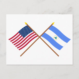 US and Nicaragua Crossed Flags Postcard