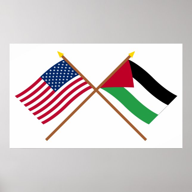 US and Palestinian Movement Crossed Flags Poster (Front)