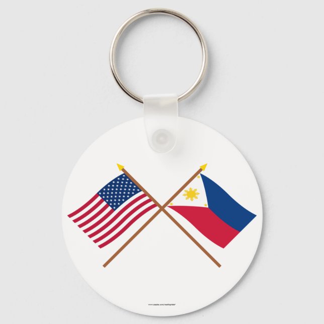 US and Philippines Crossed Flags Key Ring (Front)