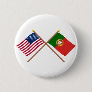 US and Portugal Crossed Flags 6 Cm Round Badge