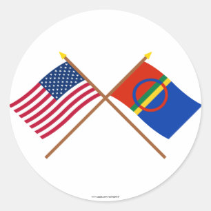 US and Sapmi Crossed Flags Classic Round Sticker
