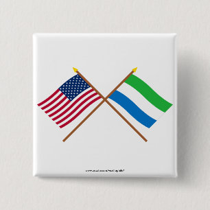 US and Sierra Leone Crossed Flags 15 Cm Square Badge