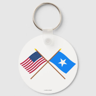 US and Somalia Crossed Flags Key Ring