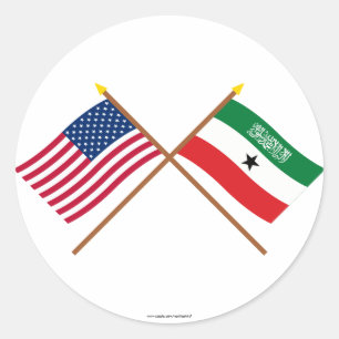 US and Somaliland Crossed Flags Classic Round Sticker