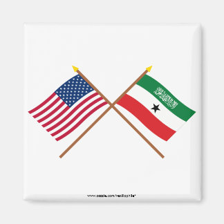 US and Somaliland Crossed Flags Magnet