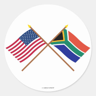 US and South Africa Crossed Flags Classic Round Sticker