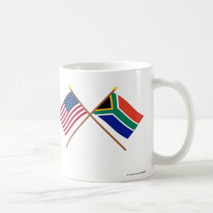 US and South Africa Crossed Flags Coffee Mug