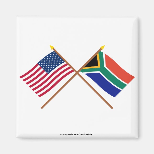 US and South Africa Crossed Flags Magnet (Front)