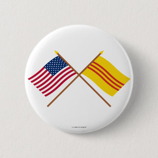 US and South Vietnam Crossed Flags 6 Cm Round Badge