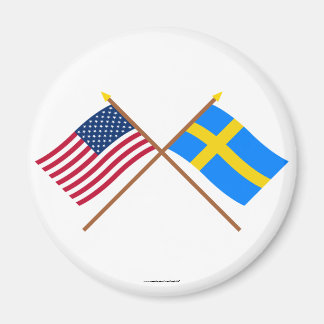 US and Sweden Crossed Flags Magnet