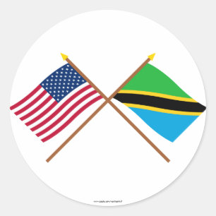 US and Tanzania Crossed Flags Classic Round Sticker