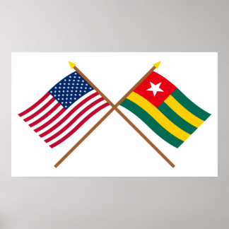US and Togo Crossed Flags Poster