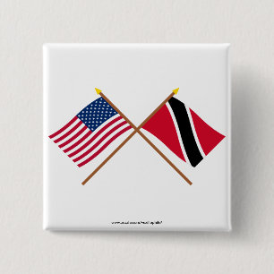 US and Trinidad & Tobago Crossed Flags 15 Cm Square Badge