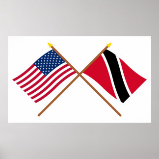 US and Trinidad & Tobago Crossed Flags Poster