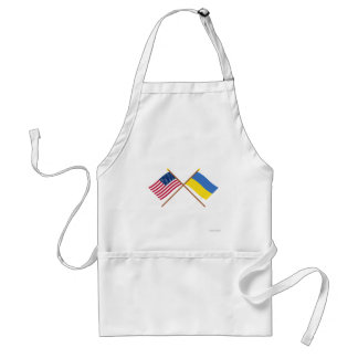 US and Ukraine Crossed Flags Standard Apron