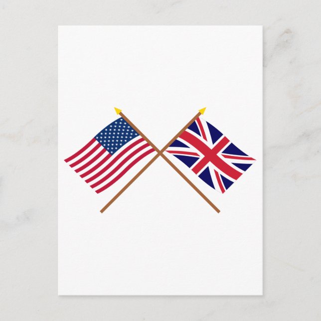 US and United Kingdom Crossed Flags Postcard (Front)