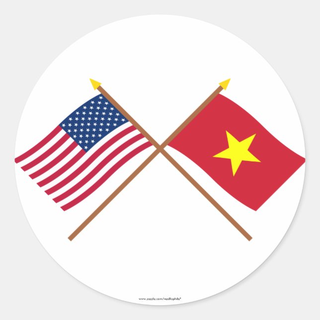 US and Vietnam Crossed Flags Classic Round Sticker (Front)
