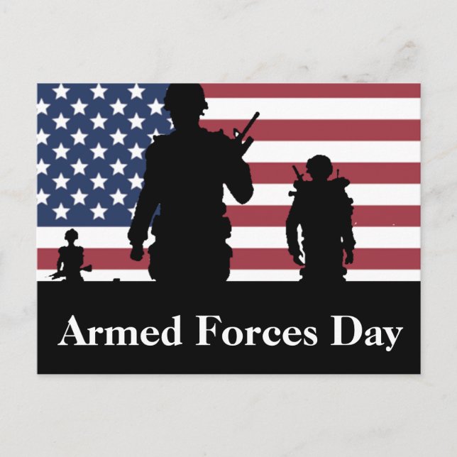 US Armed Forces Day American Flag with Soldiers Postcard (Front)