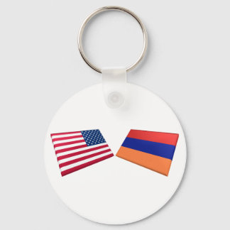 US & Armenia Flags Key Ring