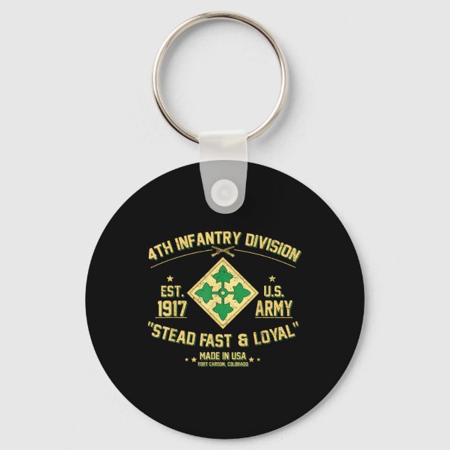 Us Army 4th Infantry Division Veteran Stead Fast A Key Ring (Front)