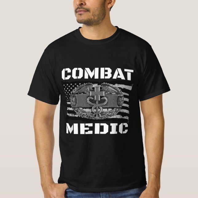US ARMY Combat Medic Tee, Perfect Veteran Medical  T-Shirt (Front)