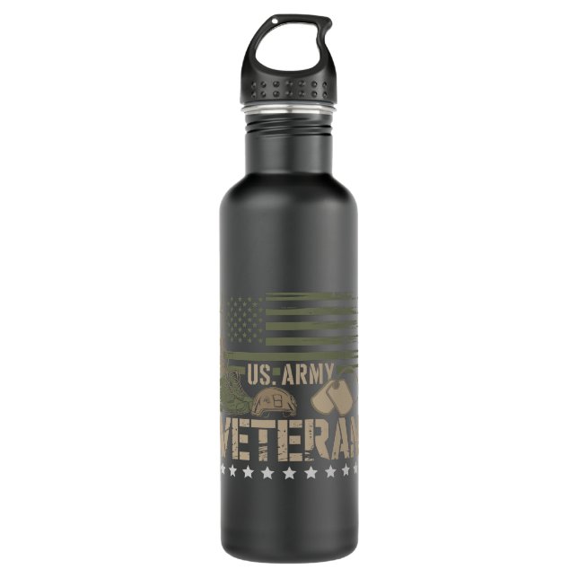 Us Army Veteran U.S. American Flag USA America 710 Ml Water Bottle (Front)