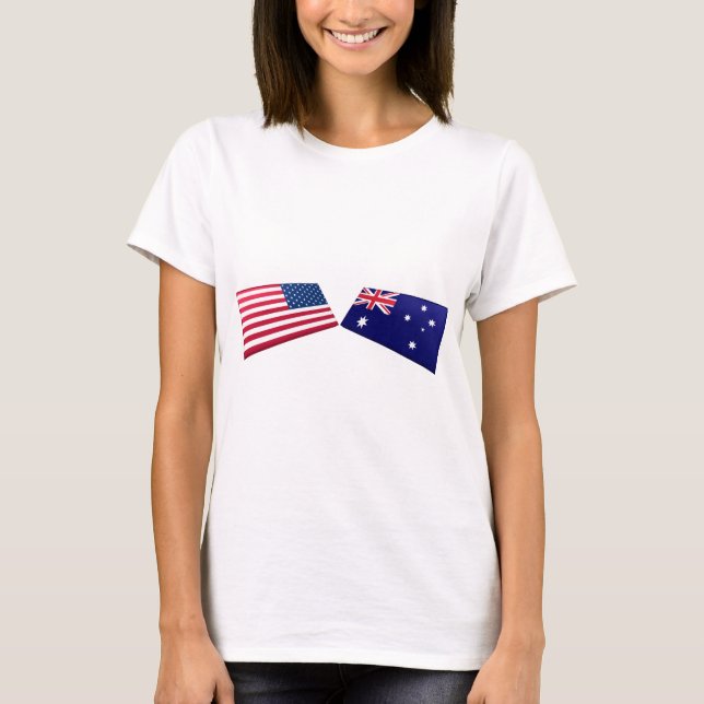 US & Australia Flags T-Shirt (Front)