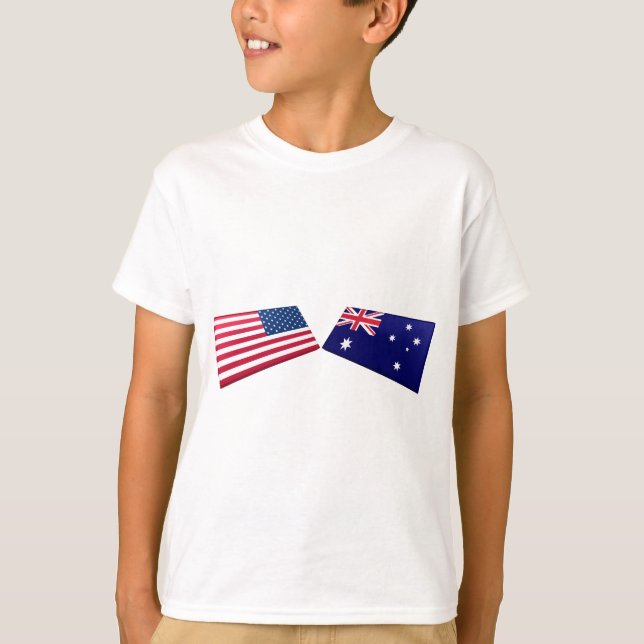 US & Australia Flags T-Shirt (Front)
