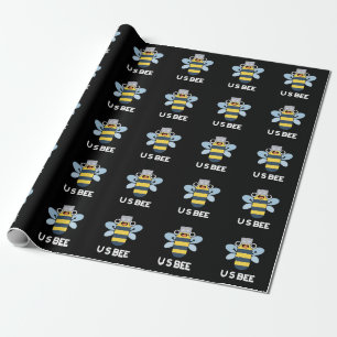 US Bee Funny USB Technical Pun Dark BG Wrapping Paper