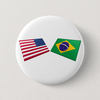 US & Brazil Flags 6 Cm Round Badge