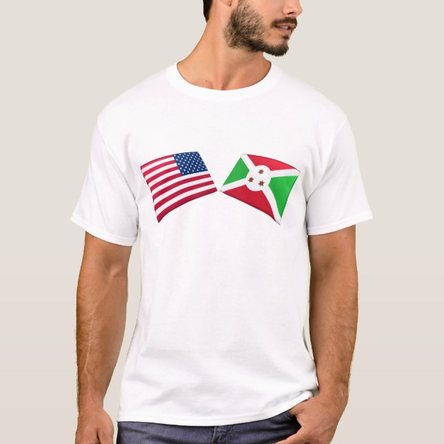 US & Burundi Flags T-Shirt (Front)
