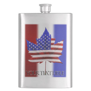 US Canada Flask Custom USA Canada Flag Drink Flask