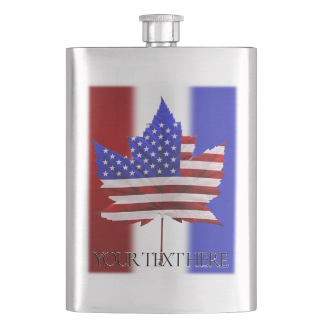 US Canada Flask Custom USA Canada Flag Drink Flask (Front)