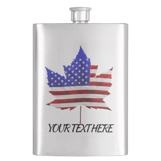 US Canada Flask Custom USA Canada Flag Drink Flask (Front)