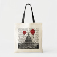 US Capitol Building and Red Hot Air Balloons
