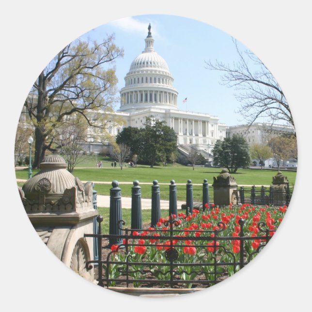 US Capitol building spring Classic Round Sticker (Front)