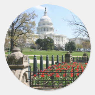US Capitol building spring Classic Round Sticker