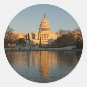 US Capitol Building Sunset Classic Round Sticker