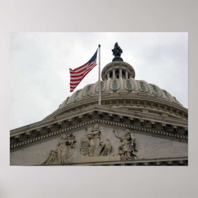 US Capitol Building with American Flag - East Poster (Front)