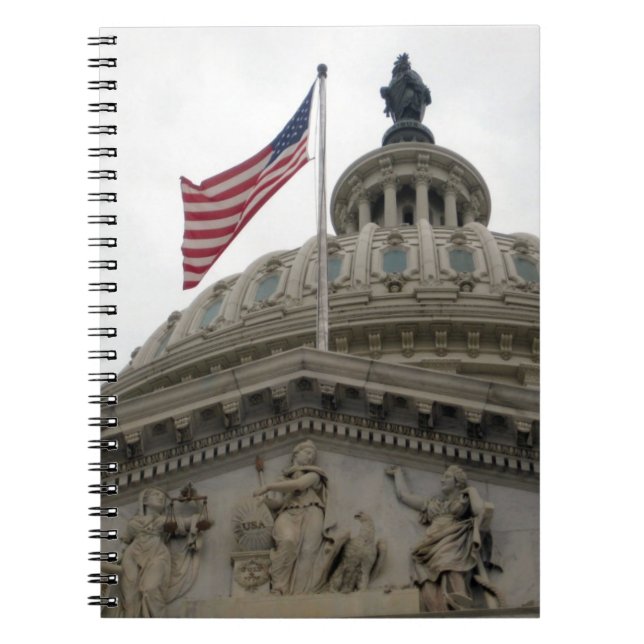 US Capitol Building with American Flag - East Spiral Notebook (Front)