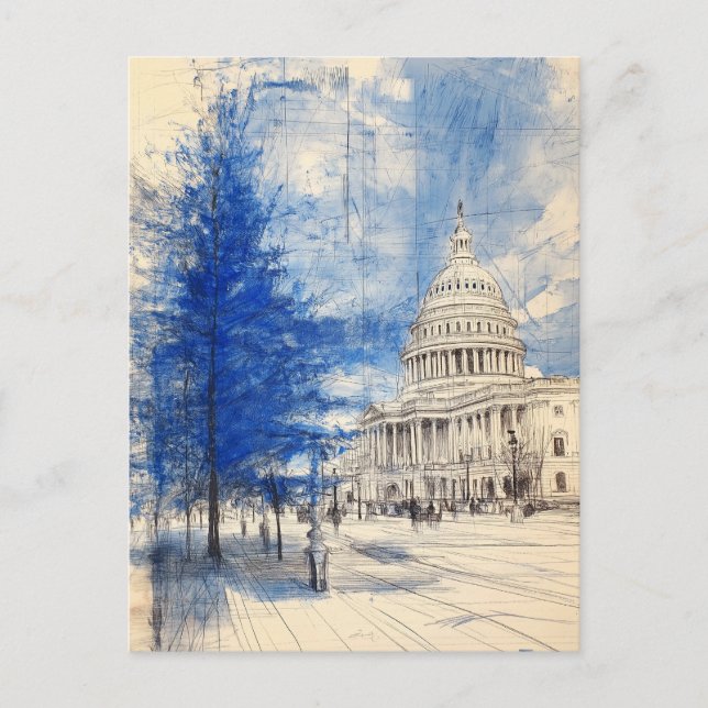 US Capitol Hill Christmas Tree Illustration card (Front)