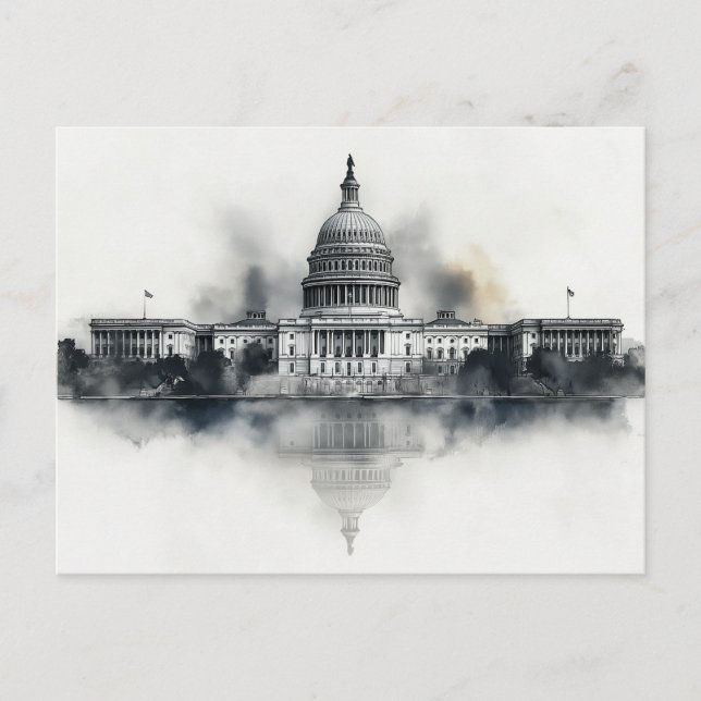 US Capitol Washington DC Postcard Black and White (Front)